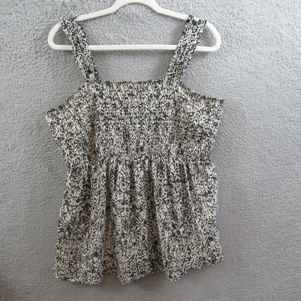 Lane Bryant Womens Shirt Plus Size 18/20 Black Cream Cotton Silk Sleeveless